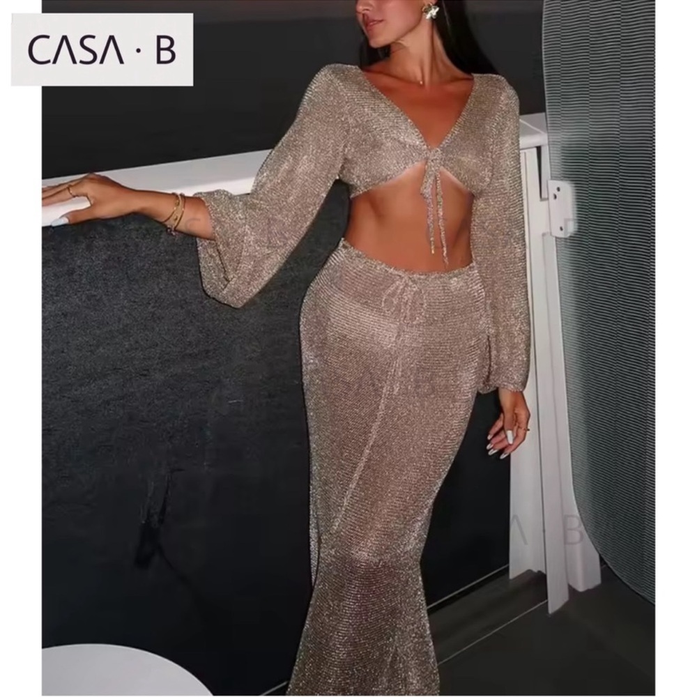 NEW💫to CASA B| The Sirena Shimmering Gold Two-Piece Cover Up Set